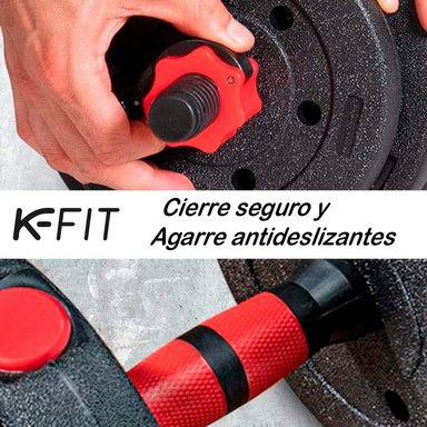 SET MANCUERNAS CON BARRA AJUSTABLE K-FIT 25 KG - 5
