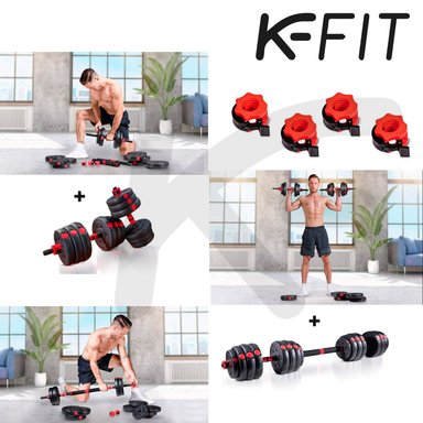 SET MANCUERNAS CON BARRA AJUSTABLE K-FIT 25 KG - 7