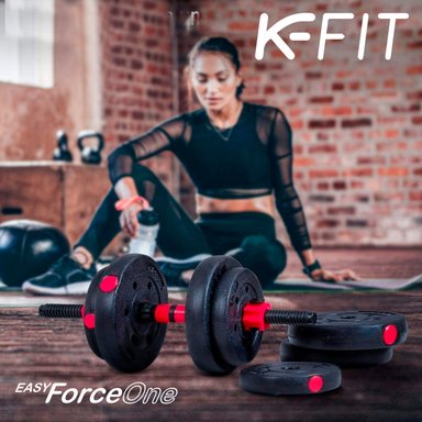 SET MANCUERNAS CON BARRA AJUSTABLE K-FIT 25 KG - 9