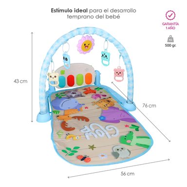 GIMNASIO PARA BEBES GLOWUP R6565 CELESTE CON PIANO - 3