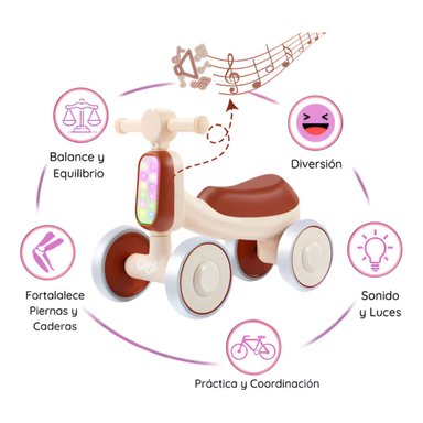 TRICICLO GLOWUP R6698 INFANTIL BAMBI LUCES Y SONIDOS CAFÉ - 3