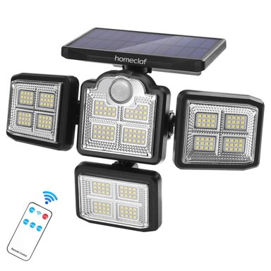 FOCO HOMECLAF LED SOLAR EXTERIOR 4 DIRECCIONES SENSOR CONTROL LUZ CÁLIDA NEGRO - 1