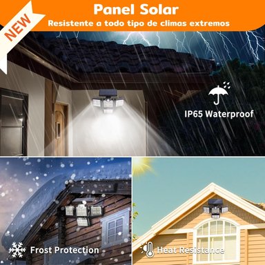 FOCO HOMECLAF LED SOLAR EXTERIOR 4 DIRECCIONES SENSOR CONTROL LUZ CÁLIDA NEGRO - 3