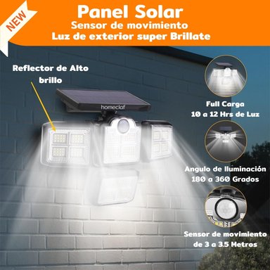 FOCO HOMECLAF LED SOLAR EXTERIOR LUZ FRÍA NEGRO - 5