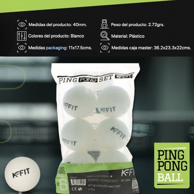 6 PELOTAS DE PING PONG TENIS DE MESA 100*40+ KFIT - 5