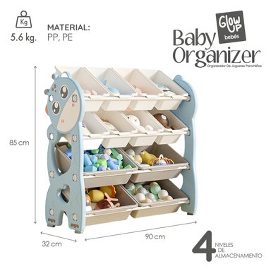 MUEBLE ORGANIZADOR JUGUETES NIÑOS CON 12 CONTENEDORES GLOWUP - 2