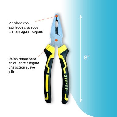 SET DE 3 ALICATES 8” MULTIFUNCIONALES DE HIERRO HOMECLAF - 4