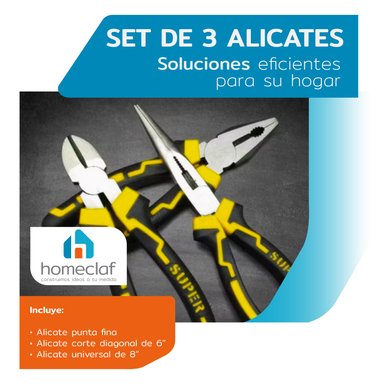 SET DE 3 ALICATES 8” MULTIFUNCIONALES DE HIERRO HOMECLAF - 5