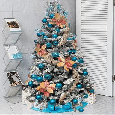ÁRBOL DE NAVIDAD NEVADO 1,8 M, CON ADORNOS COLOR AZUL - 2