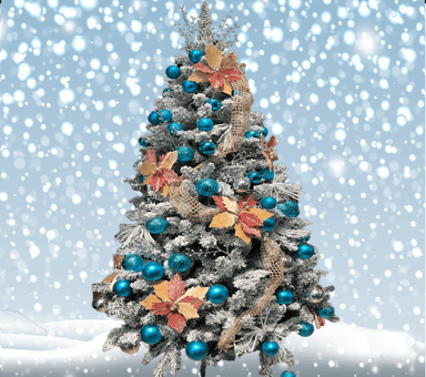 ÁRBOL DE NAVIDAD NEVADO 1,8 M, CON ADORNOS COLOR AZUL - 1