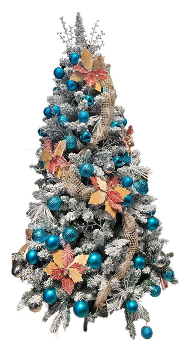 ÁRBOL DE NAVIDAD NEVADO 1,8 M, CON ADORNOS COLOR AZUL - 2