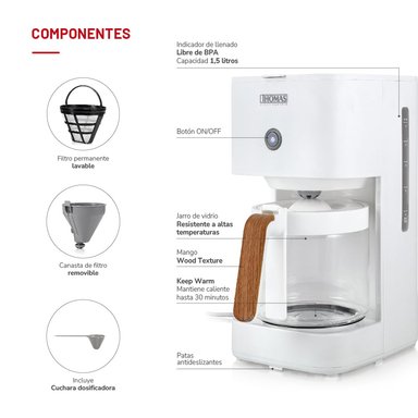 CAFETERA DE FILTRO 1,5 LTS TH-134B - 6
