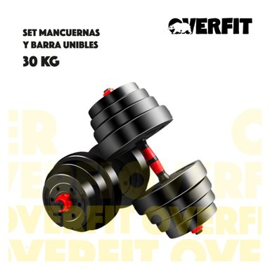 SET MANCUERNAS Y BARRA UNIBLES 30KG FITNESS PESAS AJUSTABLES - 7