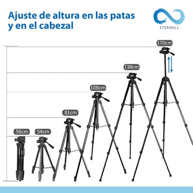 TRÍPODE CHILE TENDENCIA CELULAR CAMARA PORTÁTIL ALUMINIO CARGA 10 KG 170 CM - 5