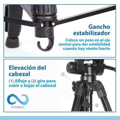TRÍPODE CHILE TENDENCIA CELULAR CAMARA PORTÁTIL ALUMINIO CARGA 10 KG 170 CM - 7