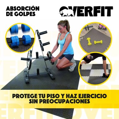PISO OVERFIT GOMA EVA ALFOMBRA DEPORTIVA GIMANSIO 12MM 60X60 CM X8UN NEGRO - 4