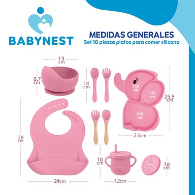 SET ALIMENTACION SILICONA BEBE 10P ANTIDESLIZANTE BABYNEST - 4