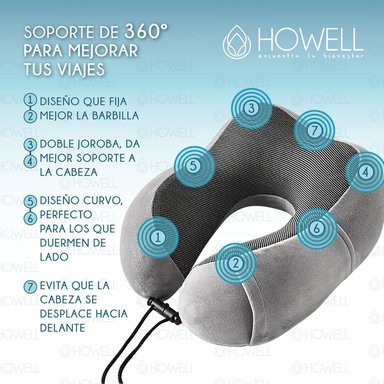 ALMOHADA CERVICAL DE VIAJE HOWELL VISCO MEMORY + ACCESORIOS - 5