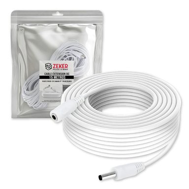CABLE CAMARA SEGURIDAD ZEKER EXTENSOR UNIVERSAL 15 MTS 12V - 1