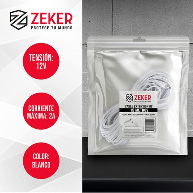 CABLE CAMARA SEGURIDAD ZEKER EXTENSOR UNIVERSAL 15 MTS 12V - 2