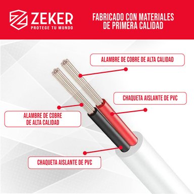 CABLE CAMARA SEGURIDAD ZEKER EXTENSOR UNIVERSAL 15 MTS 12V - 4