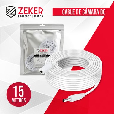 CABLE CAMARA SEGURIDAD ZEKER EXTENSOR UNIVERSAL 15 MTS 12V - 5
