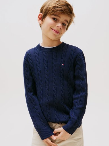 SWEATER TRENZADO CON CUELLO REDONDO - 1
