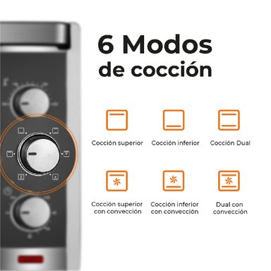 HORNO ELÉCTRICO KITCHEN-IT SILVER SERIES 45L DOBLE VIDRIO - 7