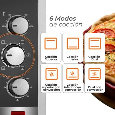 HORNO ELÉCTRICO KITCHEN-IT SILVER SERIES 45L DOBLE VIDRIO - 8