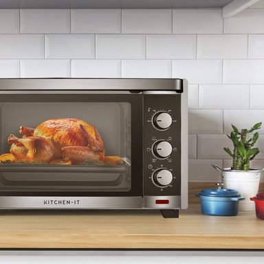 HORNO ELÉCTRICO KITCHEN-IT SILVER SERIES 45L DOBLE VIDRIO - 12