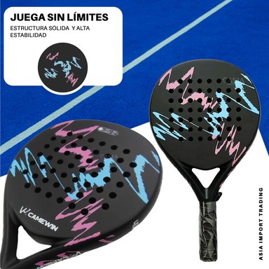 PALA PADEL PWRFITNESS EVA 4018 NEGRA CON ROSADO - 2