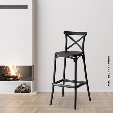 SILLA BAR HOME&DESIGN NEGRA CON RESPALDO CRUZADO - 2