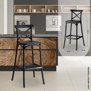 SILLA BAR HOME&DESIGN NEGRA CON RESPALDO CRUZADO - 4