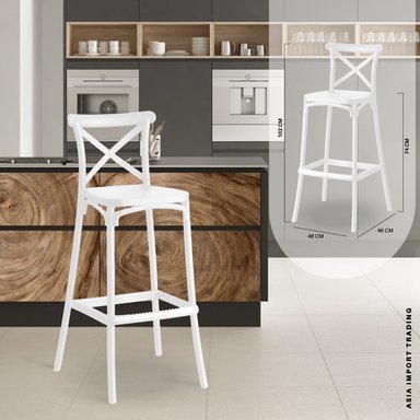 SILLA BAR HOME&DESIGN BLANCA CON RESPALDO CRUZADO - 4
