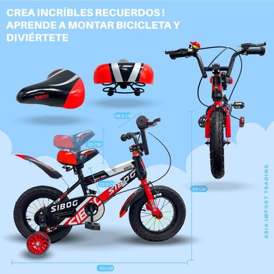 BICICLETA SIBOG ARO 12 INFANTIL ROJA - 4