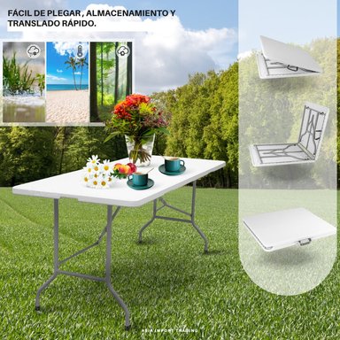 MESA PLEGABLE HOME&DESIGN BLANCA 180CM TIPO MALETA - 2