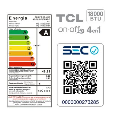 AIRE ACONDICIONADO FRIO-CALOR SPLIT TCL 18000 BTU 4EN1 - 5