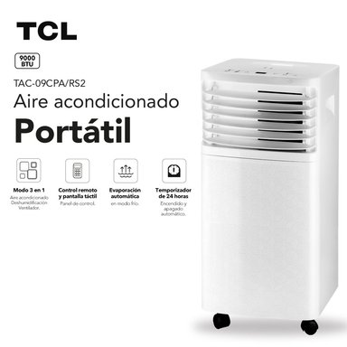 AIRE ACONDICIONADO PORTÁTIL FRÍO TCL 9000 BTU 3 EN 1 - 2