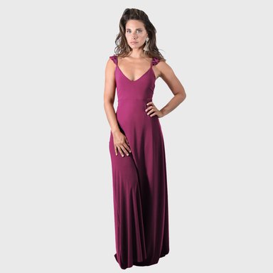 VESTIDO LARGO JAIPUR FRAMBUESA LYCRA VUELITOS MARIA PASKARO - 1