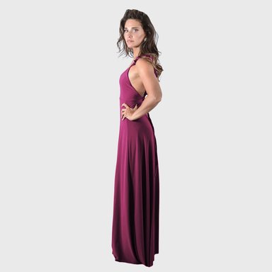 VESTIDO LARGO JAIPUR FRAMBUESA LYCRA VUELITOS MARIA PASKARO - 2