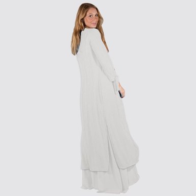 TAPADO KIMONO LARGO REGULAR FIT MUJER MARIA PASKARO CRUDO VERONA BLANCO PLISADO - 2