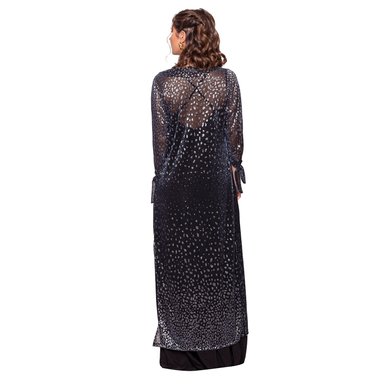 TAPADO KIMONO LARGO VERONA NEGRO MANCHAS PLATEADO PLISADO TRANSPARENTE MARIA PASKARO - 3