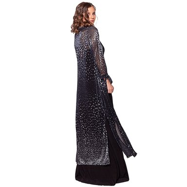 TAPADO KIMONO LARGO VERONA NEGRO MANCHAS PLATEADO PLISADO TRANSPARENTE MARIA PASKARO - 4