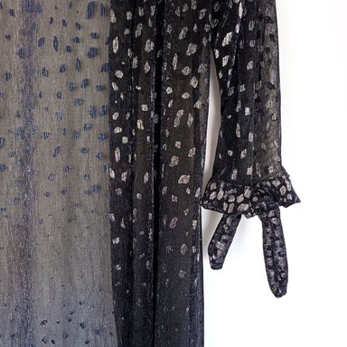 TAPADO KIMONO LARGO VERONA NEGRO MANCHAS PLATEADO PLISADO TRANSPARENTE MARIA PASKARO - 5