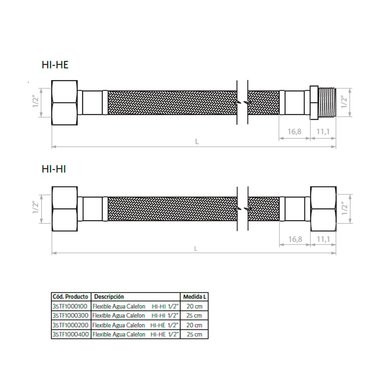 FLEXIBLE PARA AGUA CALEFON HI-HE 1/2' 20CM. - 5