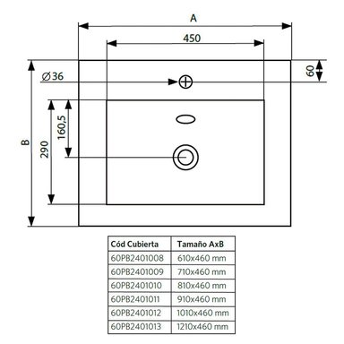 CUBIERTA STRETTO VANITORIO 80 X 46 CM MDF - 6