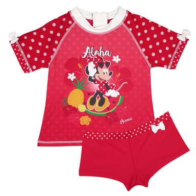 TRAJE DE BAÑO BEBE NIÑA DISNEY ROJO AMARANTO SET UV 30 MINNIE - 1