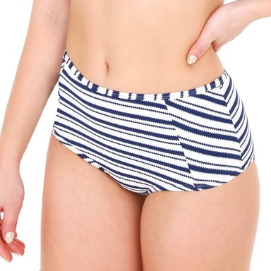 TRAJE DE BAÑO CALZON ALTO RAYAS MUJER H2O WEAR BLANCO - 1
