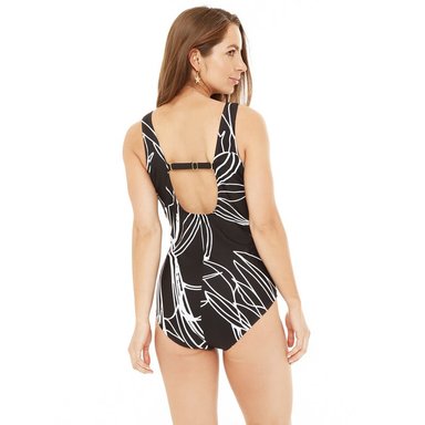 TRAJE DE BAÑO ENTERO MUJER CONTROL BANDAS H2O WEAR NEGRO PIZARRA - 2