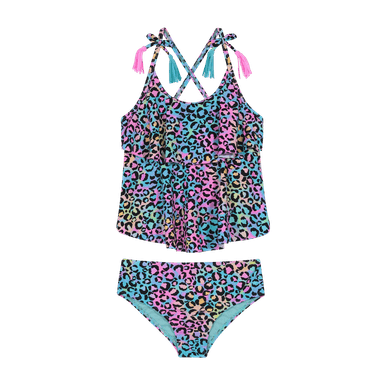 TRAJE DE BAÑO NIÑA H2O WEAR ROSADO TANKINI UV30+ CON VUELOS PARA - 1
